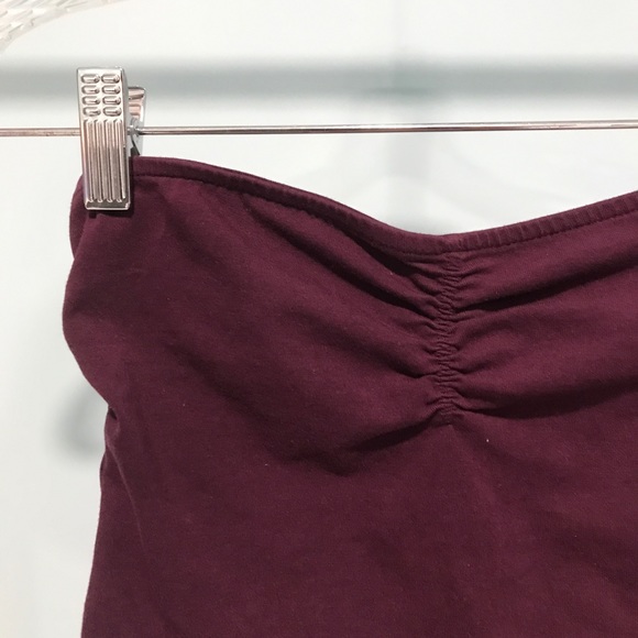 Garage Maroon Long Strapless Ruched Bandeau Size S - Picture 3 of 8